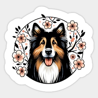 Bohemian Shepherd Enjoys Spring's Cherry Blossoms Beauty Sticker